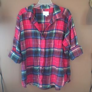 American Eagle Red Flannel Boyfriend Cut